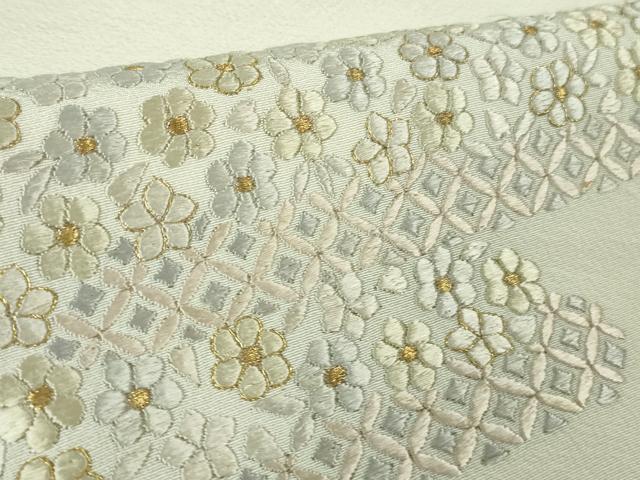平和屋本店●極上 訪問着 総刺繍 霞花文 象牙色地 金糸 逸品 DZAB2469kh6