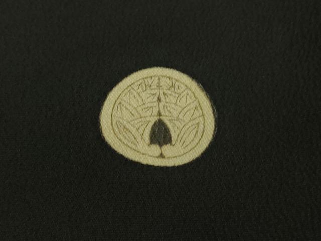 平和屋着物●極上 アンティーク 大正ロマン 振袖 駒刺繍 松笹花文 黒地 逸品 DZAB2491kh6