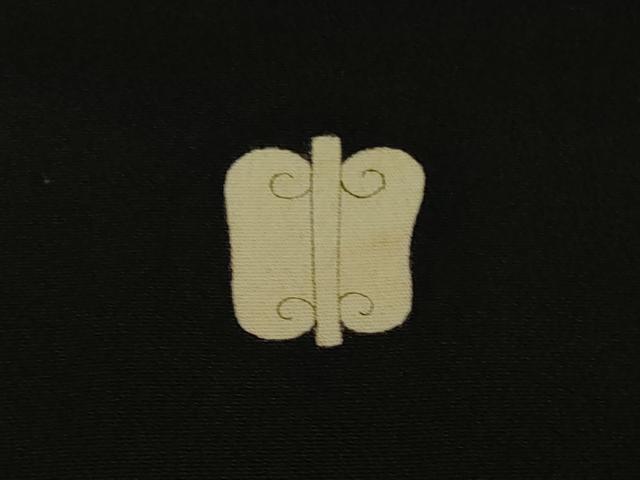 平和屋着物●極上 アンティーク 大正ロマン 振袖 刺繍 吉祥花文 黒地 金彩 逸品 DZAB2492kh6