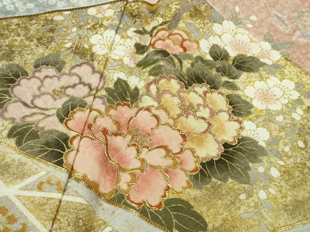 平和屋着物●極上 十日町 名門青柳謹製 絞麗舎 訪問着 駒刺繍 吉祥花文 暈し染め 金彩 逸品 未使用 DZAB2501kh6