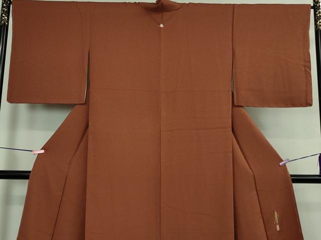 平和屋着物●極上 本草木染作家 瑞寶 色無地 茶色 逸品 未使用 DZAB2509kh6