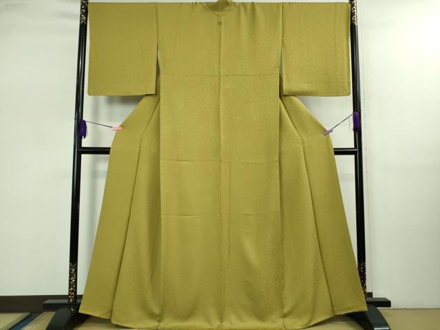 平和屋着物●極上 色無地 花唐草地紋 利休茶色 逸品 DZAB2511kh6