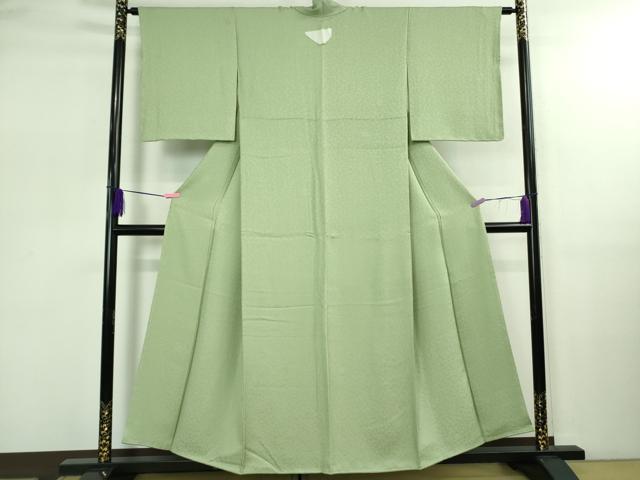 平和屋着物●極上 色無地 菊地紋 裏葉柳色 逸品 未使用 DZAB2512kh6