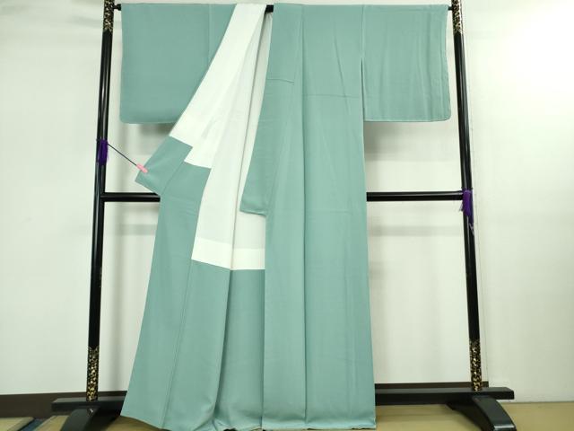 平和屋着物●極上 色無地 本草木染 白群色 反端付き 逸品 未使用 DZAB2515kh6