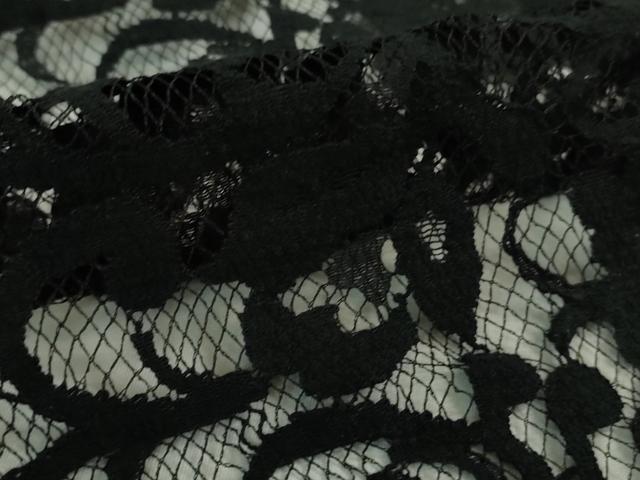 平和屋着物▽極上 長羽織 スリーシーズン 春夏秋 塵除け レース 花唐草文 黒地 逸品 DZAB2517kh6