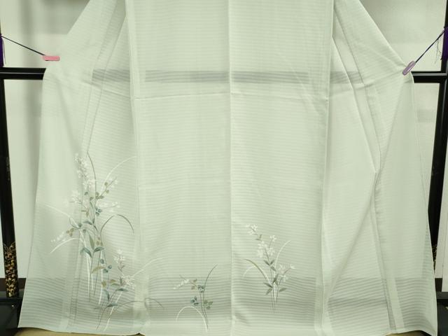 平和屋本店*極上 夏物 訪問着 変わり絽 枝花文 千草鼠色地 逸品 未使用 DZAB2528kh6
