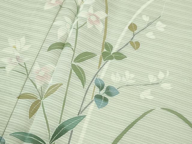 平和屋本店*極上 夏物 訪問着 変わり絽 枝花文 千草鼠色地 逸品 未使用 DZAB2528kh6