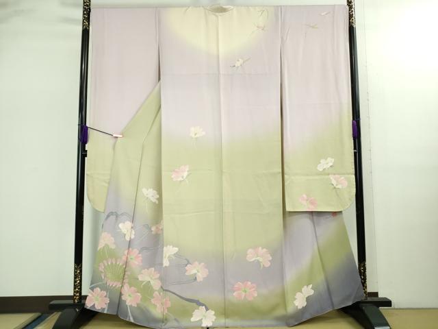 平和屋着物●極上 振袖 作家・Yamada Shiro 枝花文 暈し染め 金彩 逸品 DZAB2549kh6