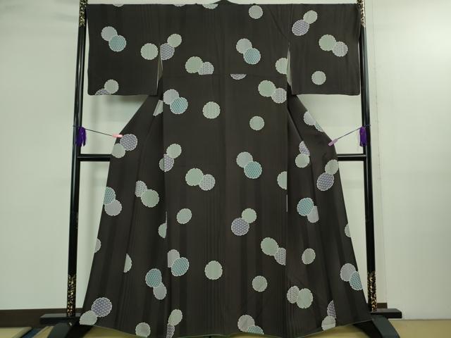 平和屋着物●極上 小紋 雪輪重ね 羊羹色地 逸品 DZAB2551kh6