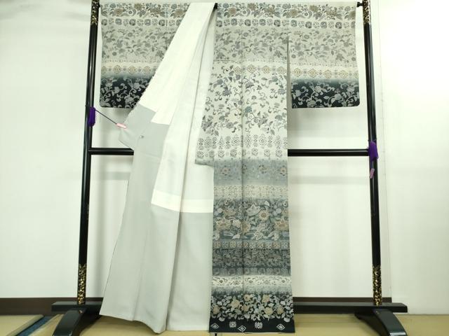 平和屋本店●極上 中国三大刺繍 スワトウ刺繍 汕頭刺繍 訪問着 更紗花文 暈し染め 金糸 逸品 DZAB2555kh6