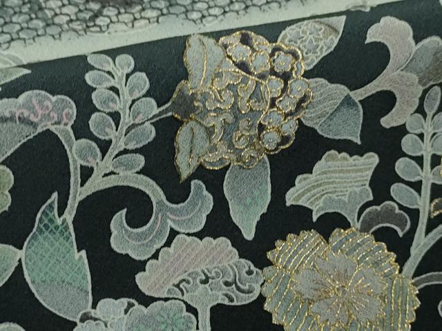 平和屋本店●極上 中国三大刺繍 スワトウ刺繍 汕頭刺繍 訪問着 更紗花文 暈し染め 金糸 逸品 DZAB2555kh6