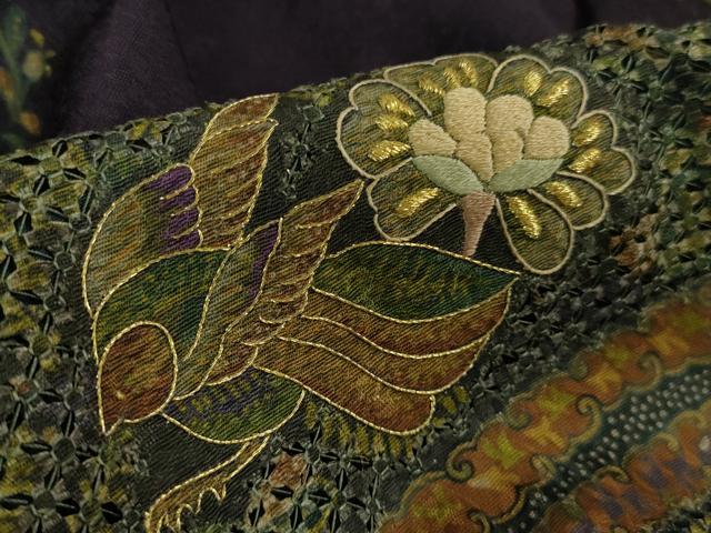 平和屋本店●極上 中国三大刺繍 スワトウ刺繍 汕頭刺繍 訪問着 更紗花鳥文 暈し染め 金糸 逸品 DZAB2559kh6