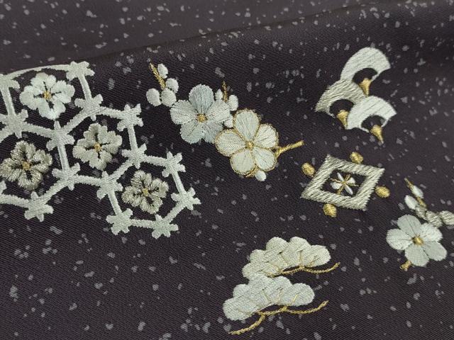 平和屋着物●極上 訪問着 総刺繍 宝尽くし 深紫色地 金糸 逸品 未使用 DZAB2562kh6