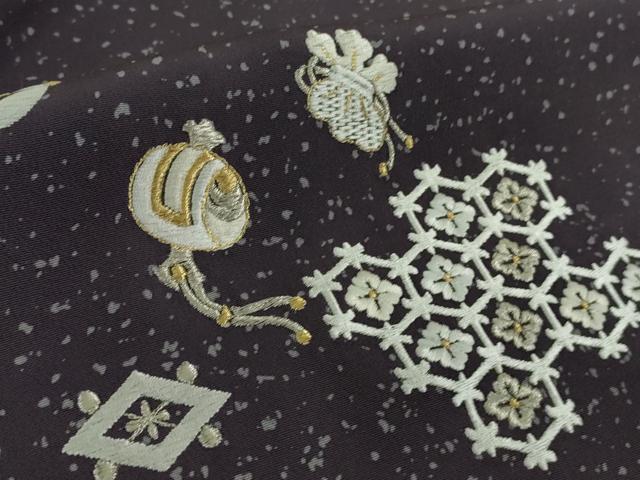 平和屋着物●極上 訪問着 総刺繍 宝尽くし 深紫色地 金糸 逸品 未使用 DZAB2562kh6