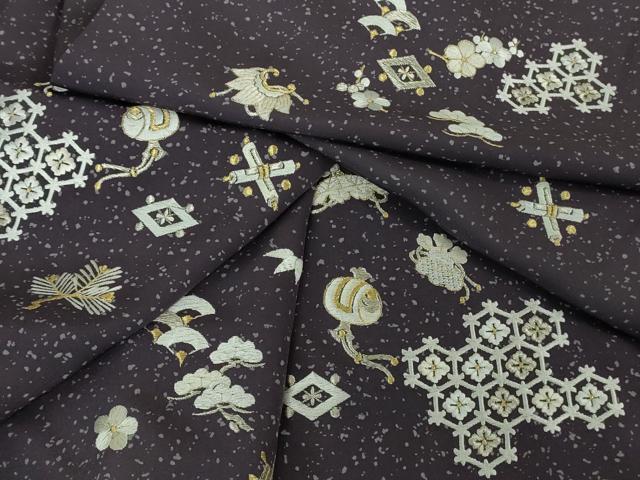 平和屋着物●極上 訪問着 総刺繍 宝尽くし 深紫色地 金糸 逸品 未使用 DZAB2562kh6