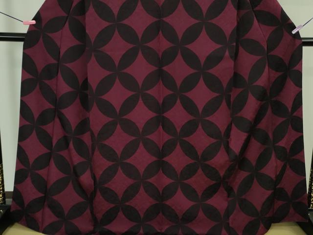 平和屋着物●極上 小紋 七宝文様 反端付き 逸品 DZAB2568kh6