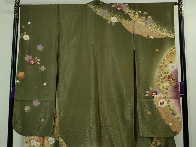 平和屋着物●極上 振袖 雪輪花山文 暈し染め 金彩 銀通し地 逸品 DZAB2577kh6