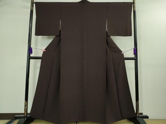 平和屋着物●極上 色無地 鳳凰唐草地紋 烏羽色 逸品 DZAB2592kh6