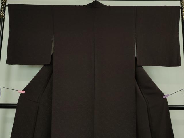 平和屋着物●極上 色無地 鳳凰唐草地紋 烏羽色 逸品 DZAB2592kh6