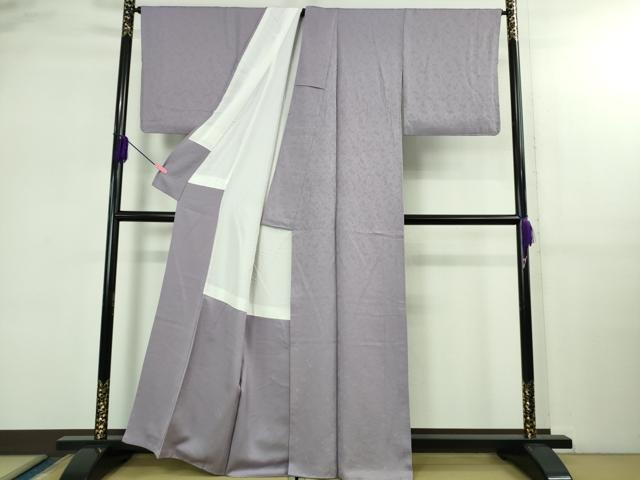 平和屋着物●極上 色無地 花唐草地紋 薄葡萄色 逸品 DZAB2593kh6