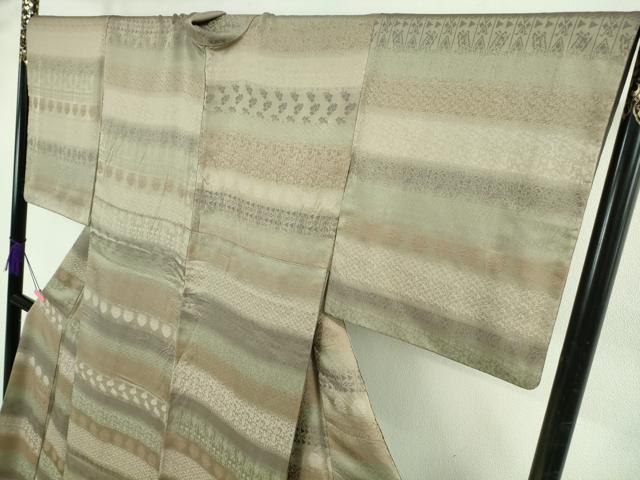平和屋着物●極上 お召 名物裂 横段文 逸品 DZAB2598kh6