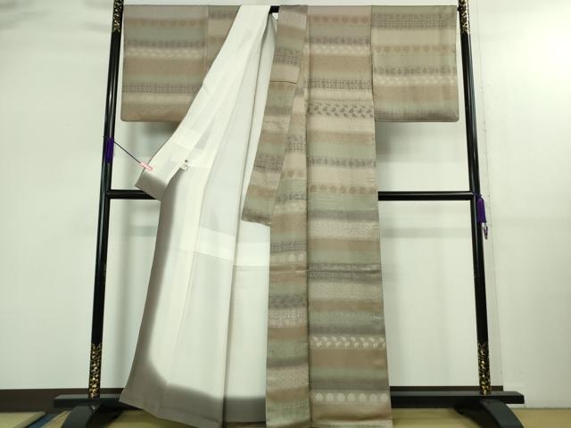 平和屋着物●極上 お召 名物裂 横段文 逸品 DZAB2598kh6