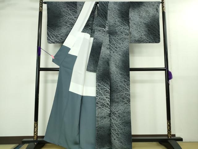 平和屋着物●極上 小紋 背抜き仕立て 樹林文 暈し染め 逸品 未使用 DZAB2599kh6