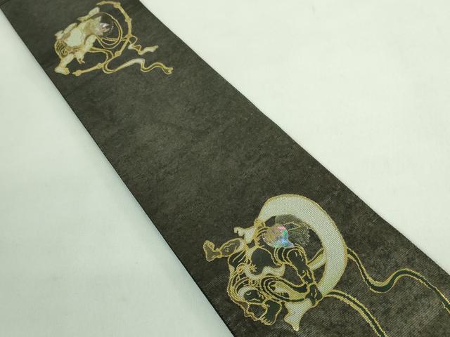 平和屋着物●極上 男性 角帯 螺鈿箔 風神雷神 金彩 逸品 DZAB2601kh6