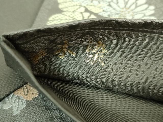 平和屋着物●極上 西陣織 陰山織物謹製 箔屋清兵衛 六通柄袋帯 唐織 草木染 花丸文 本金箔 山鳩色地 逸品 DZAB2636kh6