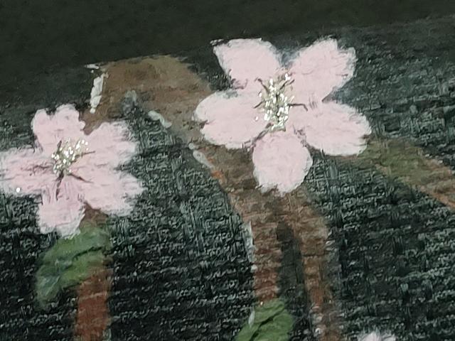 平和屋着物●極上 九寸名古屋帯 手描き 夜桜 黒地 逸品 DZAB2650kh6