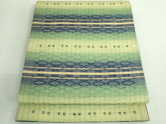 平和屋着物●極上 両面 全通柄袋帯 花織 横段文 縞 逸品 DZAB2651kh6