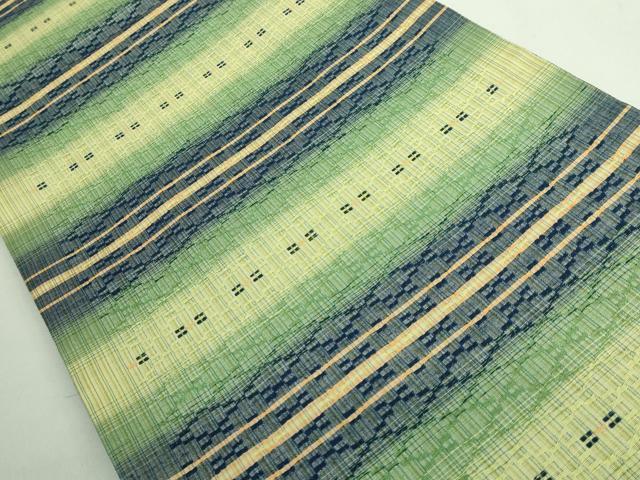 平和屋着物●極上 両面 全通柄袋帯 花織 横段文 縞 逸品 DZAB2651kh6