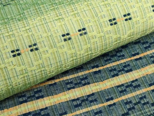 平和屋着物●極上 両面 全通柄袋帯 花織 横段文 縞 逸品 DZAB2651kh6
