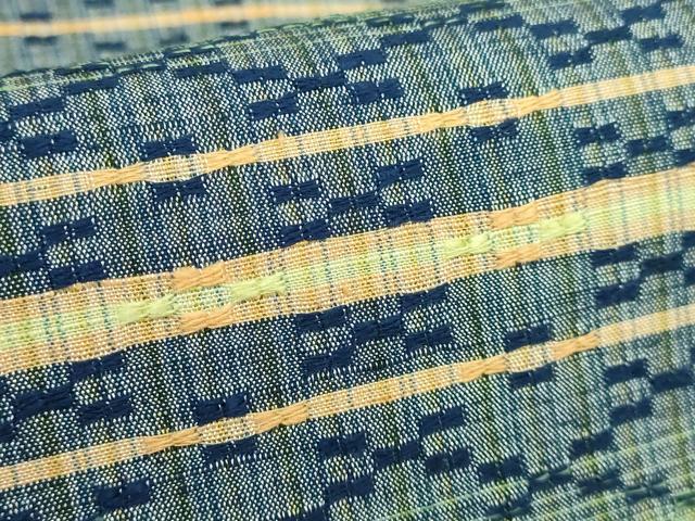 平和屋着物●極上 両面 全通柄袋帯 花織 横段文 縞 逸品 DZAB2651kh6
