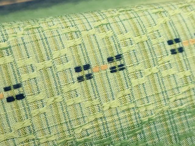 平和屋着物●極上 両面 全通柄袋帯 花織 横段文 縞 逸品 DZAB2651kh6