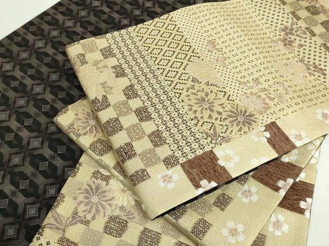 平和屋着物●極上 両面 六通柄袋帯 舞花文 菱 金糸 やまと誂製 逸品 DZAB2652kh6