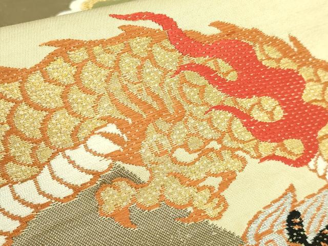 平和屋着物●極上 アンティーク 大正ロマン 丸帯 雲龍 金銀糸 逸品 DZAB2672kh6