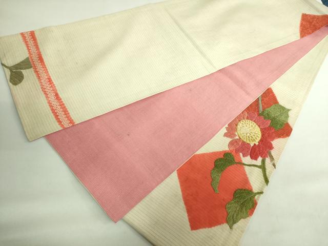 平和屋着物*極上 夏物 アンティーク 大正ロマン 両面 太鼓柄 京袋帯 総手刺繍 向日葵 銀糸 逸品 DZAB2676kh6