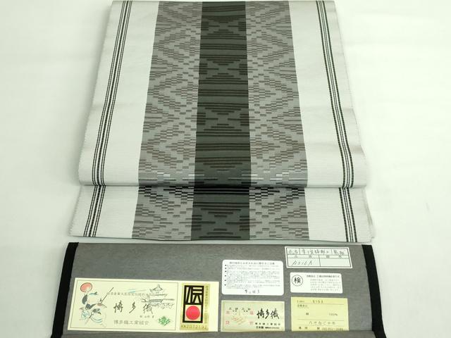 平和屋本店●極上 1897年創業 名門岡野 本場筑前博多織 千年工房 八寸名古屋帯 変り定格献上 鬼献 証紙付き 逸品 DZAB2678kh6