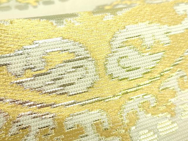 平和屋本店*希少 夏物 龍村平蔵製 六通柄 本袋帯 円文白虎錦 金銀糸 逸品 DZAB2679kh6