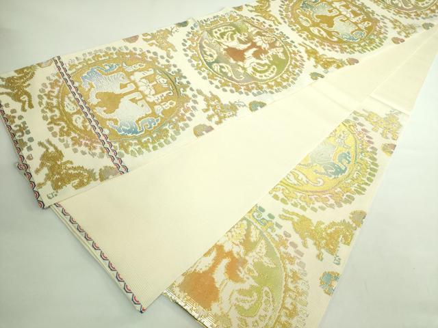 平和屋本店*希少 夏物 龍村平蔵製 六通柄 本袋帯 円文白虎錦 金銀糸 逸品 DZAB2679kh6