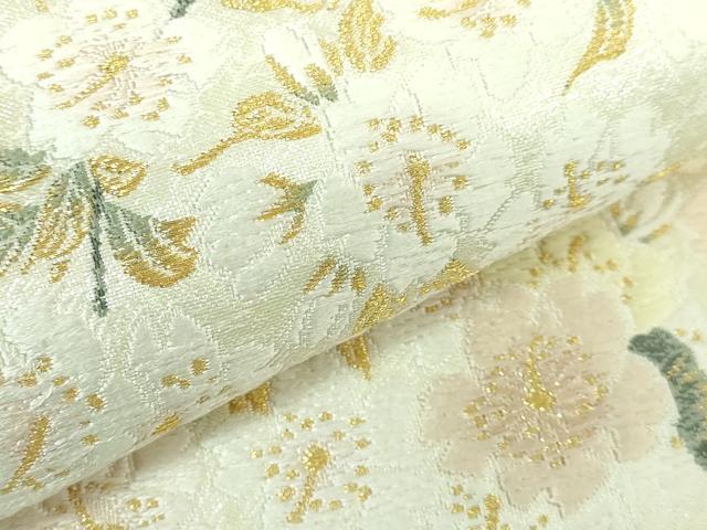 平和屋着物●極上 六通柄袋帯 唐織 枝垂れ桜 真珠箔 浅山織物 金銀糸 証紙付き 逸品 DZAB2682kh6