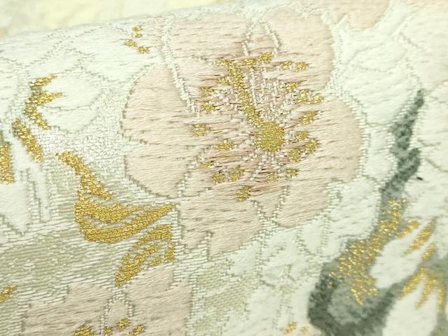 平和屋着物●極上 六通柄袋帯 唐織 枝垂れ桜 真珠箔 浅山織物 金銀糸 証紙付き 逸品 DZAB2682kh6