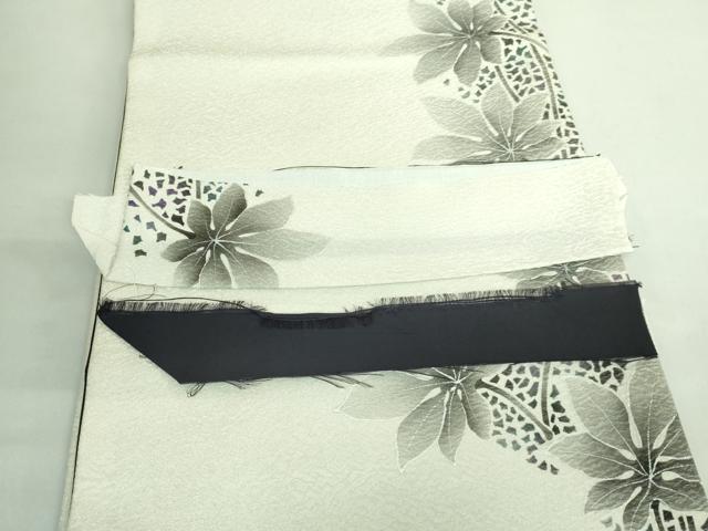平和屋着物●極上 東京友禅 菅有鬼一 六通柄袋帯 枝葉文 銀彩 反端付き 逸品 DZAB2689kh6