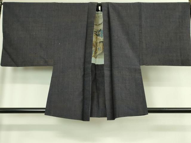 平和屋着物●極上 男性 紬 アンサンブル 濃藍色 逸品 DZAB2702kh6