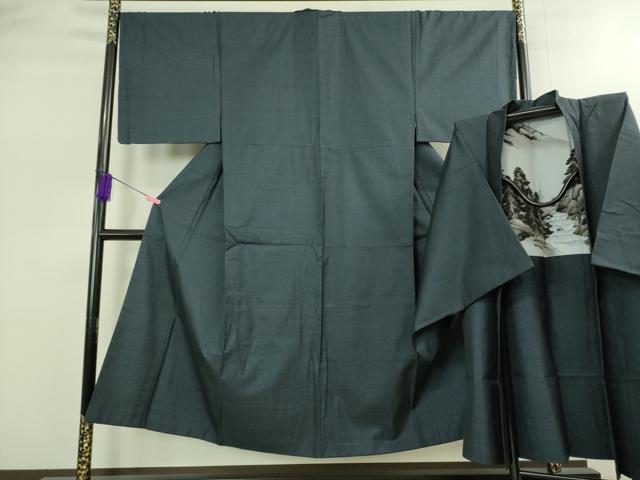 平和屋着物■極上 男性 本場大島紬 アンサンブル 長羽織 100亀甲 総詰め 逸品 DZAB2704kh6