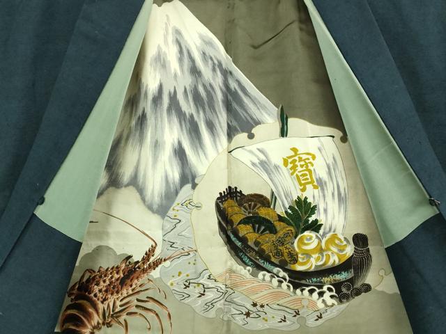 平和屋着物■極上 男性 紬 アンサンブル 長羽織 色無地 濃藍色 逸品 DZAB2705kh6