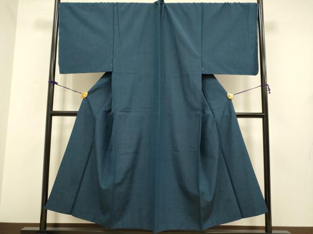 平和屋着物■極上 男性 紬 アンサンブル キングサイズ 長羽織・長襦袢(無双仕立て)セット 濃い紺鼠色 逸品 未使用 DZAB2709kh6