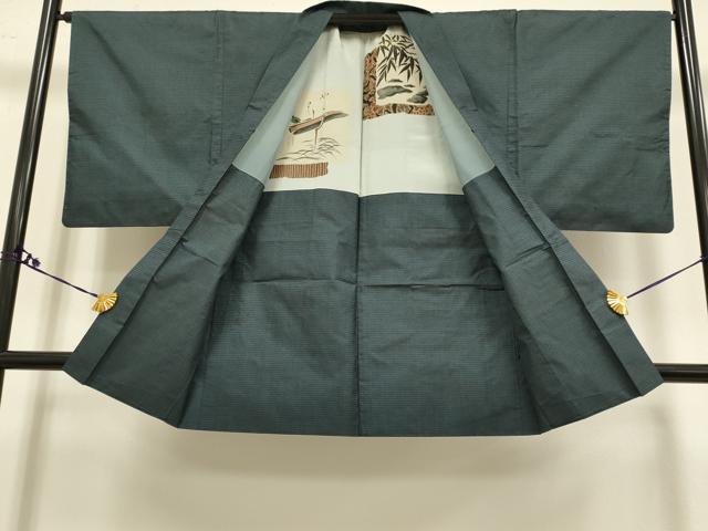 平和屋着物■極上 男性 本場大島紬 アンサンブル 長羽織 100亀甲 総詰め 逸品 DZAB2718kh6
