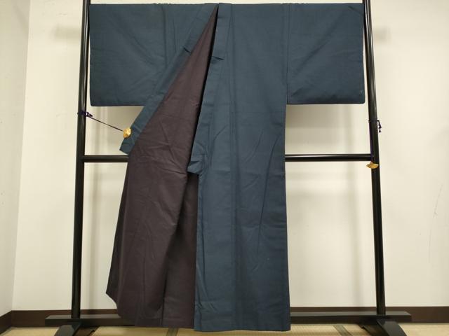 平和屋着物■極上 男性 お召 アンサンブル キングサイズ 長羽織 亀甲柄 羽裏・虎 逸品 DZAB2723kh6